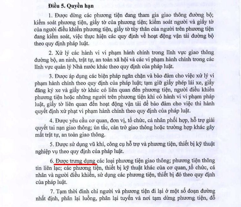 Cho[-]CSGT[-]quyền[-]trưng[-]dụng[-]tài[-]sản[-]người[-]dân[-]là[-]trái[-]luật?