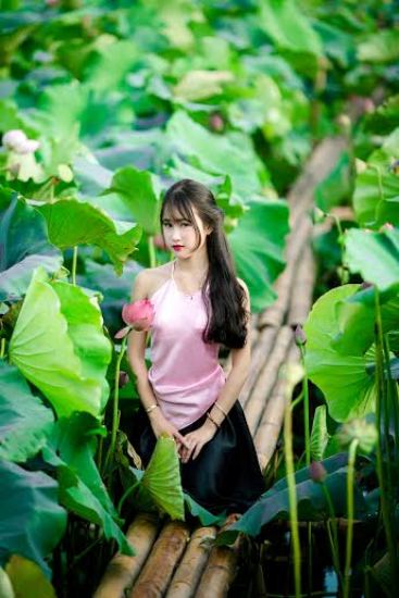 Chùm[-]ảnh[-]nữ[-]sinh[-]Hà[-]thành[-]xinh[-]xắn[-]bên[-]hoa[-]sen