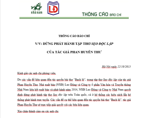Dừng[-]phát[-]hành[-]tập[-]thơ[-]'Sẹo[-]độc[-]lập'[-]của[-]Phan[-]Huyền[-]Thư[-]trên[-]toàn[-]quốc