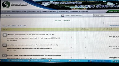 Cổng thông tin Lưu vực sông Cầu dẫn link đến web sex