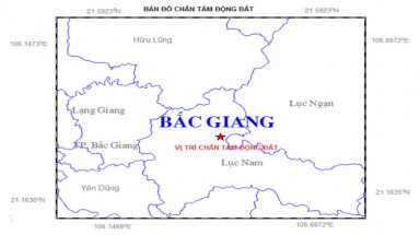  Động đất 2,9 độ richter tại Bắc Giang