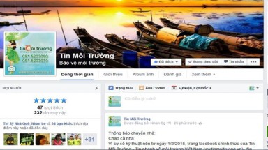  Thay đổi địa chỉ facebook của Tin Môi Trường