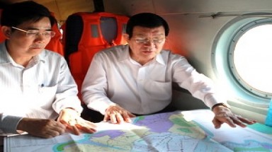  Chủ tịch nước Trương Tấn Sang kiểm tra tình hình phòng chống tác động nước biển dâng 
