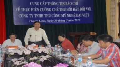  Hà Nam: Thu hồi đất của Công ty TNHH Thủ công mỹ nghệ Đại Việt là đúng 