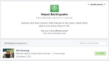  Ứng dụng Facebook báo an toàn sau động đất ở Nepal