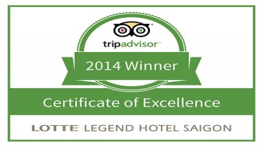 Lotte Legend Saigon được Tripadvisor trao Chứng chỉ Xuất sắc 2014