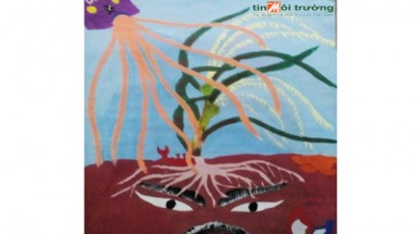 Tranh biếm họa “Không xả rác bừa bãi” của Trường Trung Học Phổ Thông Dân Tộc Nội Trú Huỳnh Cương
