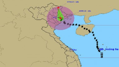  Bão số 1 đã suy yếu thành áp thấp nhiệt đới trên đất liền các tỉnh Quảng Ninh-Hải Phòng 