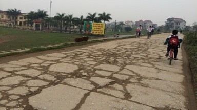 Hà Nội: Đường đê Sông Đáy xuống cấp nghiêm trọng