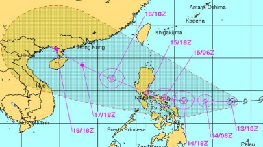   Bão cấp 10 đang tiến vào Biển Đông