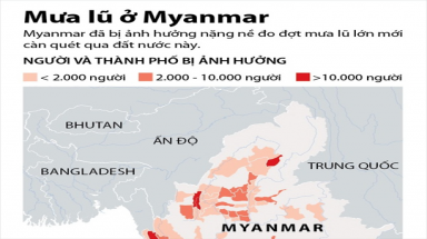  Mưa lũ gây thiệt hại nặng nề ở Myanmar
