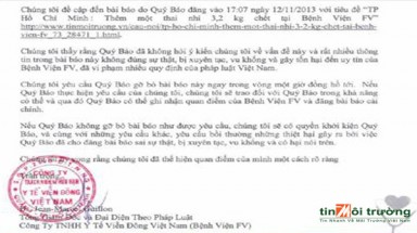  Phản hồi đầu tiên về thông tin: “Thai nhi 3,2 kg chết tại Bệnh viện Pháp Việt (FV)”