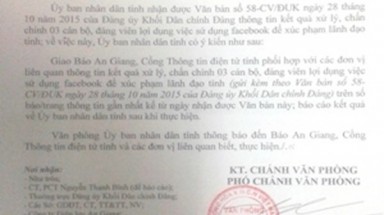  An Giang: Chê chủ tịch tỉnh trên Facebook, bị phạt tiền và kỷ luật