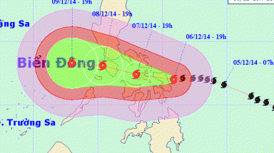   Bão Hagupit đã đi vào Biển Đông và trở thành cơn bão số 5 